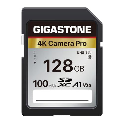 【5-Years Data Recovery】 GIGASTONE 128GB SD Card, 4K Camera Pro, UHS-I A1 V30 U3 Class 10 SDXC Memory Card 4K UHD Video Compatible with Digital Camera, Full-Sized SD Card, with 1 Mini Case - color: 128GB 4K Camera Pro SD Card 1-Pack