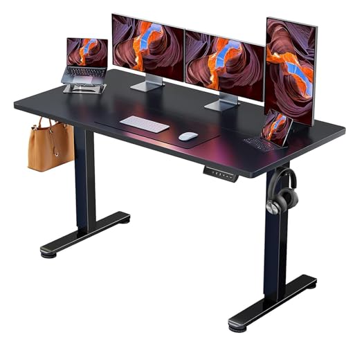ErGear 55 x 28 Inches Height Adjustable Electric Standing Desk, Sit Stand up Desk, Memory Computer Home Office Desk, Black - color: Black, size: 55 X 28 Inches