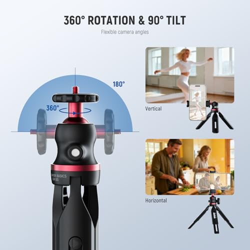 NEEWER Entry Level Version Mini Tripod for Camera, 360° Small Desk Portable DSLR Webcam Cell Phone Mount Holder Stand Selfie Stick Grip Compatible with iPhone Samsung Android Video Recording, GM-2G - style: GM-2G
