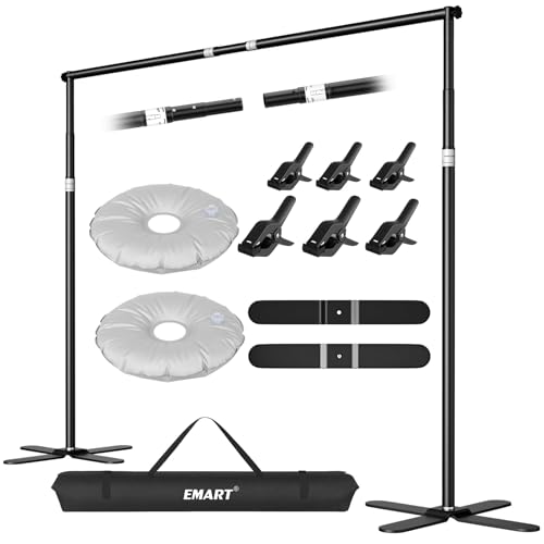 EMART Pipe and Drape Backdrop Stand Kit 10x10ft, Heavy Duty Back Drop Adjustable Stand with X-Shaped Base, Metal Background Frame for Parties Wedding Birthday Decoration Photography Photo Booth Video - size: 10×10FT