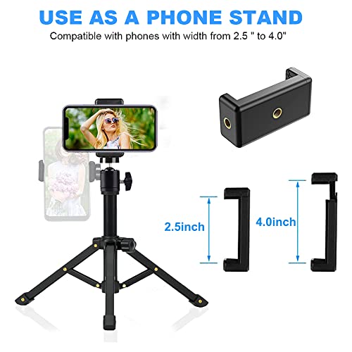 JCWINY Mini Projector Stand, All Metal Mini Tripod Desktop Tabletop Stand Compact Desk Tripod for Mini Projector, Logitech Webcam, iPhone, Camera, Smooth 4, Osmo Mobile, Vimble 2