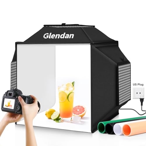 Glendan Light Box for Photography: 16"x16" Portable Photo Studio Soft Box with 480 LED Light - Photo Booth Box with 4 Color Backdrops for Jewelry Product Photography - size: 16.0*16.0 inch