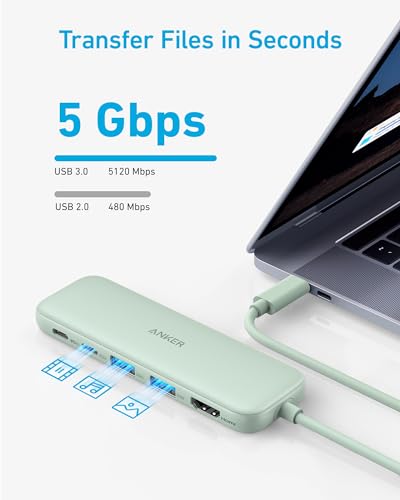 Anker USB C Hub, 5-in-1 USBC to HDMI Hub with 4K Display, 5Gbps USB-C and 2 5Gbps USB-A Data Ports for MacBook Pro, MacBook Air, Dell XPS, Lenovo Thinkpad, HP Laptops and More (Green) - color: Green