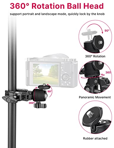 ULANZI R099 Super Clamp Camera Mount - Heavy Duty 3.3lb Load Metal Clamp with 360° Ball Head for Action Cameras (GoPro/Insta360/DJI), DSLR, Bike/Motorcycle Handlebar, Pole/Tube Mount Accessories