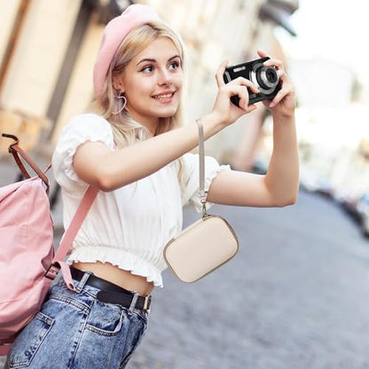 Leayjeen Hard EVA Camera Case Compatible with Canon PowerShot ELPH/IXUS, Kodak Pixpro FZ55/FZ45, Nikon Coolpix, Small Digital Camera, Shockproof Protective Camera Bag with Hand Strap-White(Case Only) - color: White