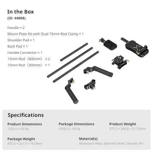 SmallRig Classic Shoulder Rig Kit, Lightweight & Portable (2.98 lb), Dual Handles 15mm Rods, Shoulder Mount Video Rig with Quick Release for Arca, for SmallRig Follow Focus, for DSLR, for Filmmaking - style: Classic