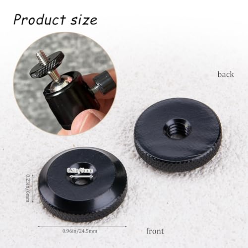 ZORZA 5Sets 1/4" Aluminum Thumb Nut and Anti-Slip Rubber Washers Set Universal Thumb Wheel Lock Nut Adapter for Secure Camera Mounting to Tripod