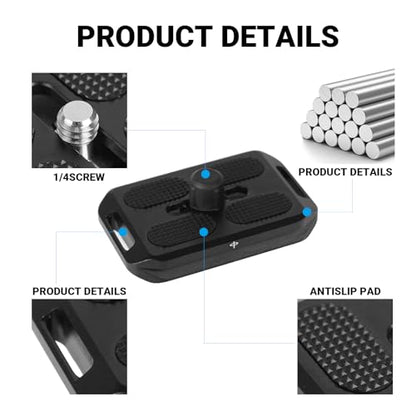 2 Pack Arca-Swiss Plate, Quick Release Plate Camera Mount, 38 * 60mm Arca-Swiss Mount Plate with Safety Pins, Lightweight Aluminum for Tripod/Monopod/Strap, 1/4" Screw Compatible Camera - size: 38mm*60mm