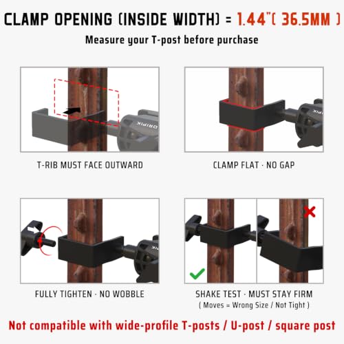 T Post Trail Camera Mount, T-Post Trail Camera Holder with 360° Adjustable Ball Head, Tool-Free 1/4"-20 Game Camera Mounting Bracket for Hunting, Wildlife, Farm Security, 4 Packs