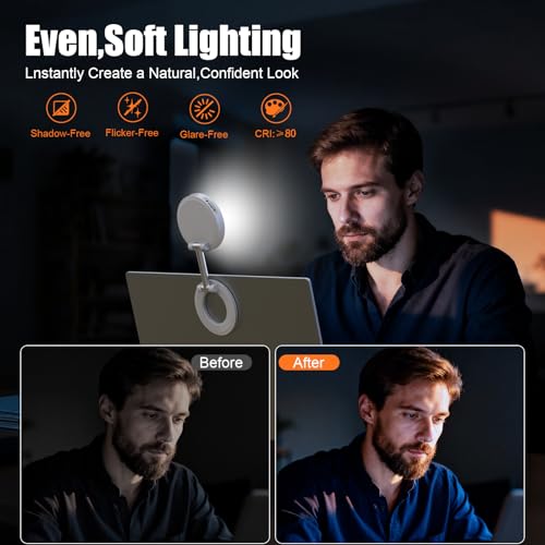 Magnetic Selfie Light, Phone Light Compatible with iPhone Magsafe, CRI97 360° LED Selfie Ring Fill Folding Light with Mirror for Selfies/Photography/TikTok/Zoom Calls/Video Conference