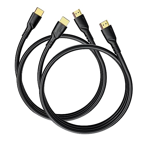 8K4K HDMI Cable 6ft 2pcs(HDMI 2.1,8k@60hz,48gbps&4k@120hz,18gbps)Ultra High Speed Gold Plated Connectors,Ethernet Audio Return, Full HD 1080p,3D Compatible with HDTV,Xbox,Blu-Ray,PS3/4/5/9,ect - size: 6.6FT 2pcs