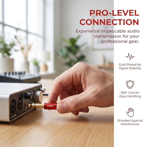 MOBOREST 3.5mm to 1/4 (6.35mm) Adapter, 1/8 Inch to 1/4 Inch Stereo Headphone Adapter, Can be Used Conversion Headphone adapte, amp adapte, RED 2PCS - color: RED