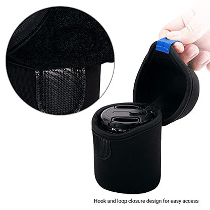 JJC Water Resistant Neoprene Camera Lens Pouch Case, Fold-Over Lens Bag for Mirrorless Lenses Up to 2.6 x 3.1(D X H) for Canon RF 50mm f/1.8, Sony FE 55mm f/1.8, Sigma 56mm f/1.4 etc. - size: 2.6 x 3.1"