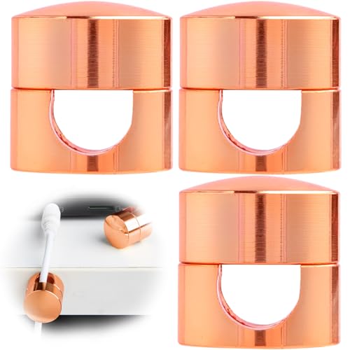 SmallCat 3 Sets Charger Holders for Cords, Rose Gold Color Adjustable Cable Anchor Holders, Adhesive Metal Cord Clips, Cable Management Wire Organizers for Desk, Office, Nightstand - color: Rose Gold Color, size: 3 Sets