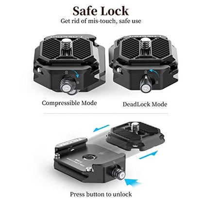 ULANZI F38 Camera Quick Release Plate w 1/4" to 3/8" Screw Thread, Quick Release System QR Plate Camera Tripod Mount Adapter for Sony Canon Monopod DSLR Stabilizer Slider DJI Switch Between Stablizer - size: F38