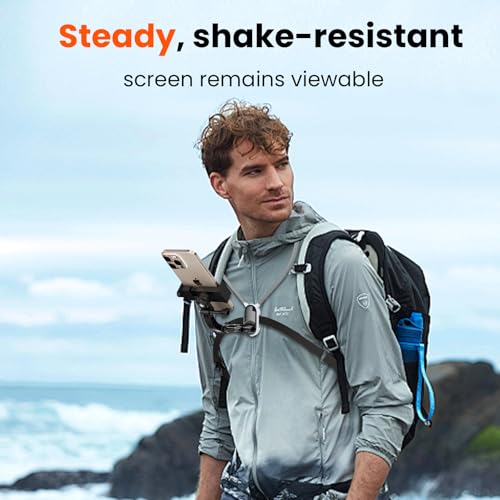 Neck Mount for Phone and Action Camera, Extended-Length Hands Free POV/Vlog Chest Camera Phone Holder for Recording, Compatible with iPhone, Andriod, Gopro, Action Camera, with Stable Back Strap