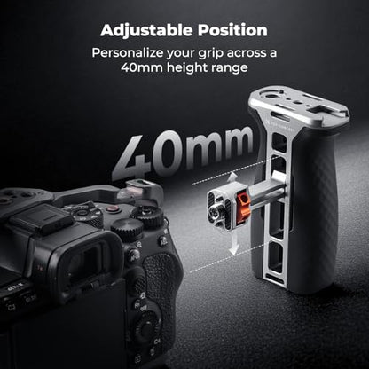 K&F CONCEPT Side Handle with (3/8"-16 & NATO) Dual-Mount, Camera Cage Handle with Interchangeable Silicone Parts, Ergonomic Handgrip with Up/Down & Left/Right Hand Adjustable
