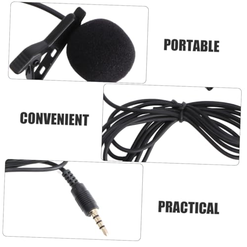 Hemoton Mini Lavalier Microphone for Mobile Phones Clip Condenser Mic for Laptops and Cameras Portable Design Rotary Clip for Video Calls and Recording Black