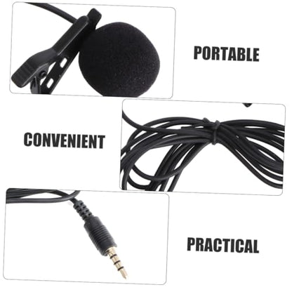 Hemoton Mini Lavalier Microphone for Mobile Phones Clip Condenser Mic for Laptops and Cameras Portable Design Rotary Clip for Video Calls and Recording Black