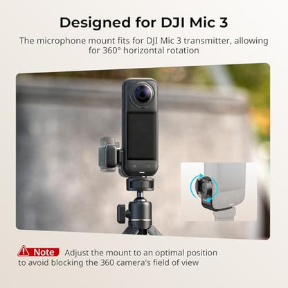 SMALLRIG Cold Shoe Mount 360° Adjustable for Insta360 X5 / X4 Accessories, Invisible Microphone Mount for DJI Mic 3 Transmitter, with 18.5mm Audio Adapter Cable - 5825 - style: Cold Shoe Mount