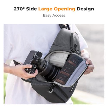K&F CONCEPT Camera Sling Bag Crossbody Bag Camera Shoulder Backpack DSLR/SLR/Mirrorless Photography Bags Compatible with Canon/Nikon/Sony/Fuji/Gopro/DJI - color: Grey, size: Medium