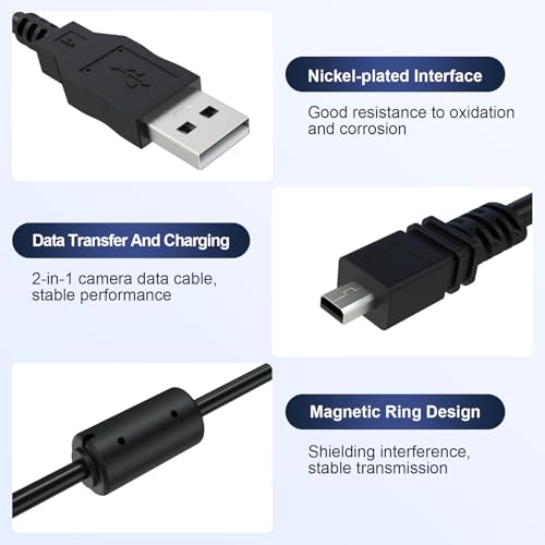 I-USB7 Camera USB Cable Data Transfer Cord Compatible with Pentax Optio Digital Cameras K100D, K200D, E30, E40, E50, E60, E75, E80, L20, L50, MX, P70, P80, S, S4, S40, T20, V10, W10, W20, W30, 50L - size: 5.9 Feet