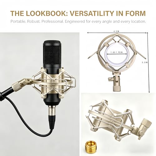 Miwayer Universal Microphone Shock Mount, Cobweb Anti-Vibration Suspension, Compatible with 1.6-1.8 Inch Large Diaphragm Condenser Mics for CAD U37, NW-700, MXL770, GLX220, Universal Studio Mic Clip - size: 1.6-1.8"(42-47mm) Silver