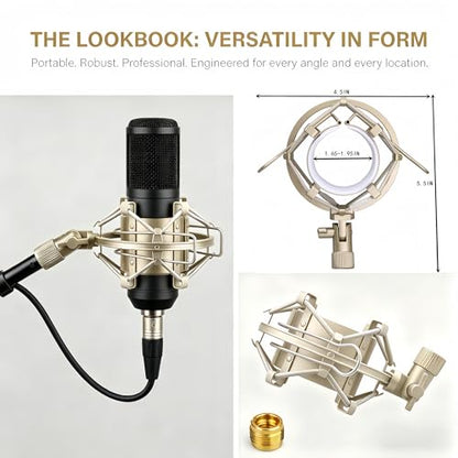 Miwayer Universal Microphone Shock Mount, Cobweb Anti-Vibration Suspension, Compatible with 1.6-1.8 Inch Large Diaphragm Condenser Mics for CAD U37, NW-700, MXL770, GLX220, Universal Studio Mic Clip - size: 1.6-1.8"(42-47mm) Silver