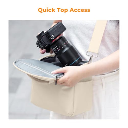 K&F CONCEPT Camera Sling Bag Small Crossbody Camera Case DSLR/SLR/Cute Compact Shoulder Photography Bags for Photographers-Beige - color: 03-Beige