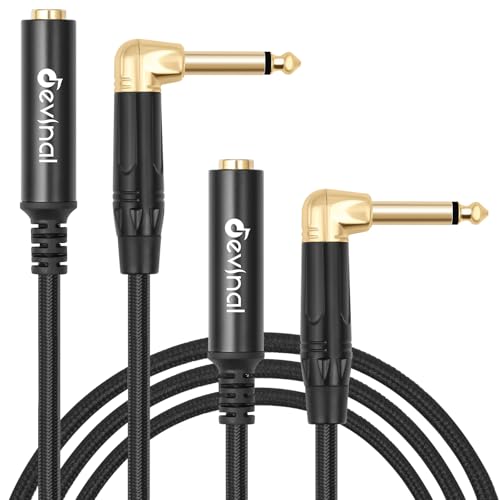Right Angle 1/4 Inch TS Male to 1/4 Inch TS Female Cable, 6.35mm Mono Connector Patch Extension Adapter Best for V Shape Guitar 3.3 FT 2 pcs - color: 3 FT 2 pcs