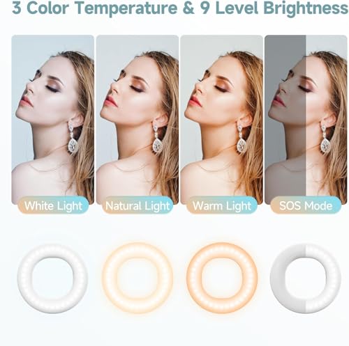 Selfie Ring Light , Rechargeable Selfie Fill Light with Retaining Clip On, Video Conference Light for Phone, Laptop, Zoom Meeting, Make up
