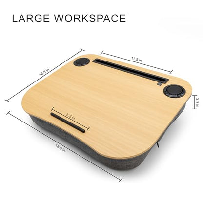 Portable Lap Desk for Computer Laptop, Tablets, Phones | Built-in Bluetooth Speakers | for Home Office | College (Light Oak) - color: Light Oak