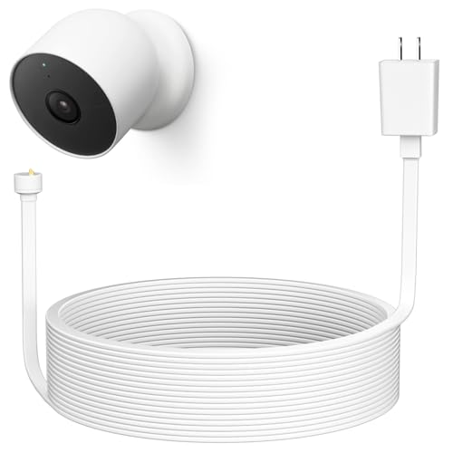 iTODOS 10ft/3m Weatherproof Charging Cable for Google Nest Cam Outdoor or Indoor, Battery - Flat Outdoor Power Cord for Nest Camera with USB Power Adapter - size: 10FT, style: 1 Pack