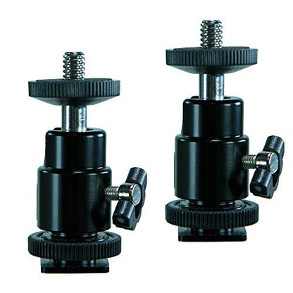 Cam Caddie Hot Shoe Mount Adapter 1/4" Mini Ball Head Ring Light Adapter for Cameras, Camcorders, Smartphone, GoPro, LED Video Light, Microphone, Video Monitor, Tripod, Monopod-2 Pack