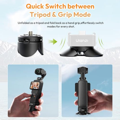 ULANZI PK-08 Pocket 3 4 Mini Tripod for DJI Osmo Pocket 3 4, All-Purpose Mini Tripod 1/4'' Mounting Screw for Insta360 X5 X4 X3 for Desktop Stand - color: PK-08