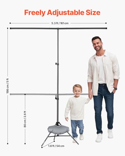 VEVOR Backdrop Stand, 5 x 6.5 ft Adjustable Photo Backdrop Stand Kit, Portable Background Backdrop Stand with 3 Crossbars, Heavy Duty Projector Screen Stand, for Wedding, Photo Video Studio & Party - size: 5 x 6.5 Ft