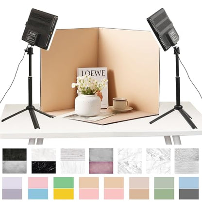 BYSTONE 16 x 16 in Photo Light Box for Product Photography, Portable Photo Studio Kit with 288 LEDs, CRI 95+ Dimmable Lighting and 15 HD Backdrops for Food Jewelry Cosmetics