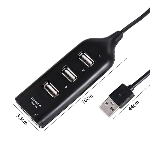 Vctitil 2pcs 4 Port USB 2.0 Hub Mini 4 Port Power Adapter USB Splitter Computer Accessories 4-Port Notebook Receiver Multiple Expander(Black&White)