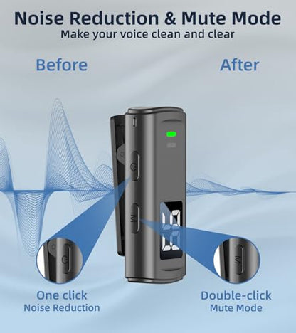NPTCL Wireless Lavalier Mini Microphone for iPhone Video Recording | Noise Canceling Lapel Lav USB C Mic, LED Digital Charge Display, 35 Hour Charging Case for VlogYoutube Tiktok Podcast - style: USB-C