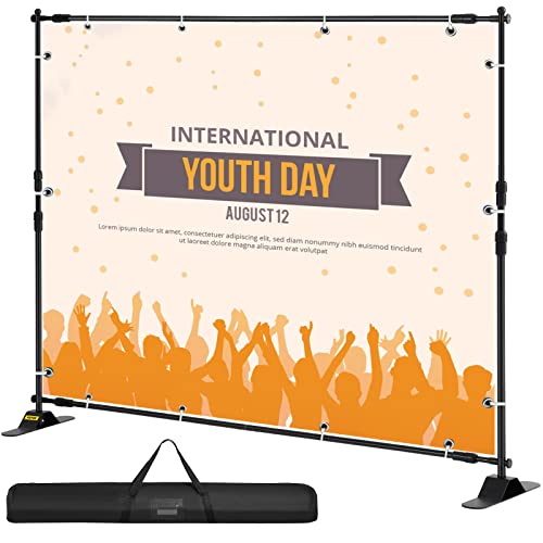VEVOR Backdrop Banner Stand 8 x 8 Ft Adjustable Height Background Stand Backdrop with 1 Carrying Bag, Backdrop Stand for Parties Wedding Photo Booth Trade Show - size: 8 x 8 Ft
