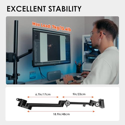 TARION Modular Desktop Arm Mount - 48cm / 19" Single Desk Stand with Tablet Holder & VESA Mount for Laptop Monitor 360° Adjustable - Compatible with 35mm Rod Lite Z Desktop - Titanrig Arm X - size: Arm X (Monitor / Laptop)