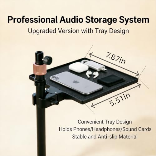 Floor Microphone Stand,Adjustable Boom Arm with Weighted Base & Tray | 5.5lb Weighted Base, Carbon Steel Construction, 2 Mic Clips, 3/8 to 5/8 Adapter, Podcast Streaming Recording Setup