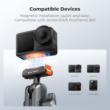 K&F CONCEPT Super Clamp Camera Mount with 360° Dual Ball Head, Bike/Motorcycle Handlebar Tube Mount Quick Release Compatible with Action 5 Pro/4/3 - style: Super Clamp with Ballhead(Action 5 Pro)
