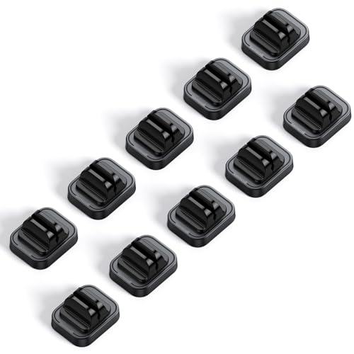 10Pack [Spring Fixed] Cord Holder Clips, Cord Organizer for Desk - Lamicall Adjustable Clips Cable Management, Phone Charger Cord Holder, Wall Car Desktop Nightstand Wire Cord Organizer - color: Black, size: 1Slot-10Pack