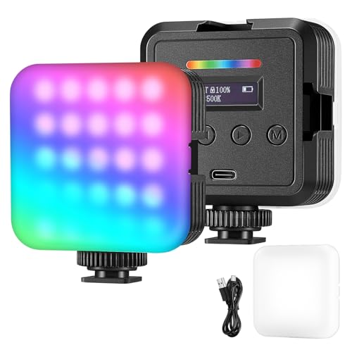 NEEWER Magnetic RGB Camera Light, 360° Full Color RGB61 Small LED Panel Video Light with 3 Cold Shoe Mounts/CRI 97+/20 Scene Modes/2500K-8500K/2000mAh Portable Recording Photography Selfie Lighting