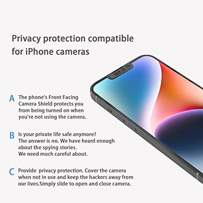 Phone Front Camera Cover,Webcam Cover Compatible for iPhone 17e /16e / 14/14 Plus / 13/13 Mini /13 Pro / 13 Pro Max,Protect Privacy and Security,Not Affect Face ID, 2 Pack-Black