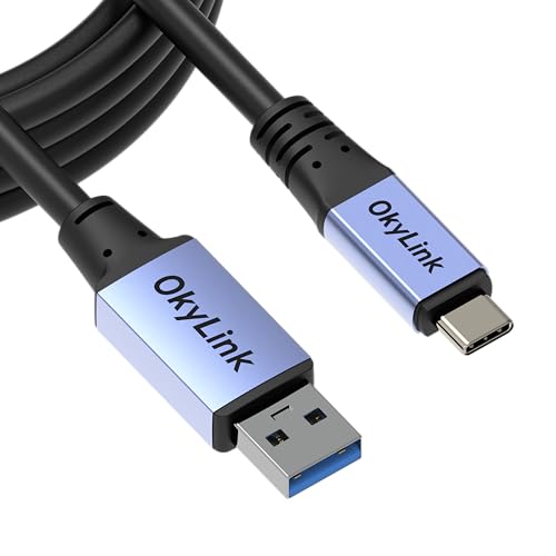 OkyLink USB 3.0/3.2 Gen1 A to C Cable, Male to Male, 5Gbps, 10ft | 3M, 60W fast charge, for webcam, PC, laptops, Phones, portable hard drive, Hubs - color: Gray USB3.0, size: 10ft (3m)