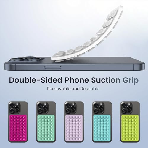 Double Sided Silicone Suction Phone Holder Mount, Silicon Accessory for iPhone and Android, Hands-Free Mirror Shower Phone Holder, TikTok Videos and Selfies (Black+White) - color: Black+White