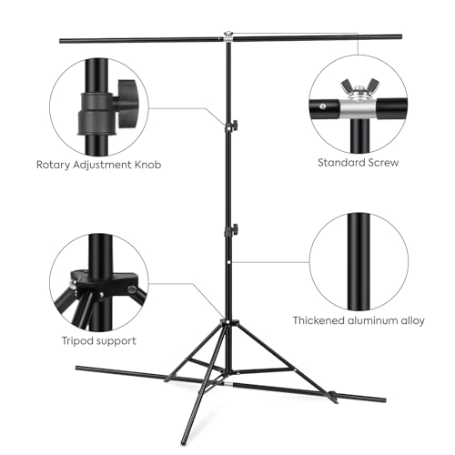 White Screen with Stand，Heorryn 2x1.5M Whitescreen Chromakey Background with Photography Support Stand Kit for Photoshoot Stream Gaming Photo Video Recording