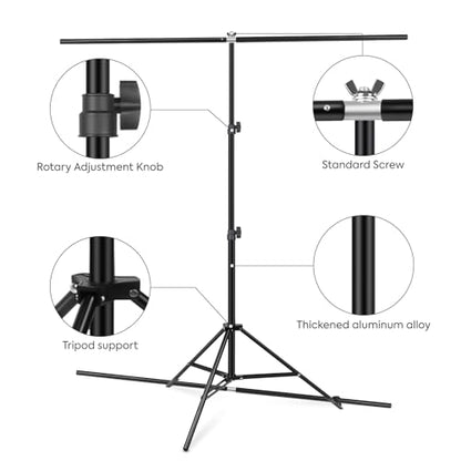 White Screen with Stand，Heorryn 2x1.5M Whitescreen Chromakey Background with Photography Support Stand Kit for Photoshoot Stream Gaming Photo Video Recording